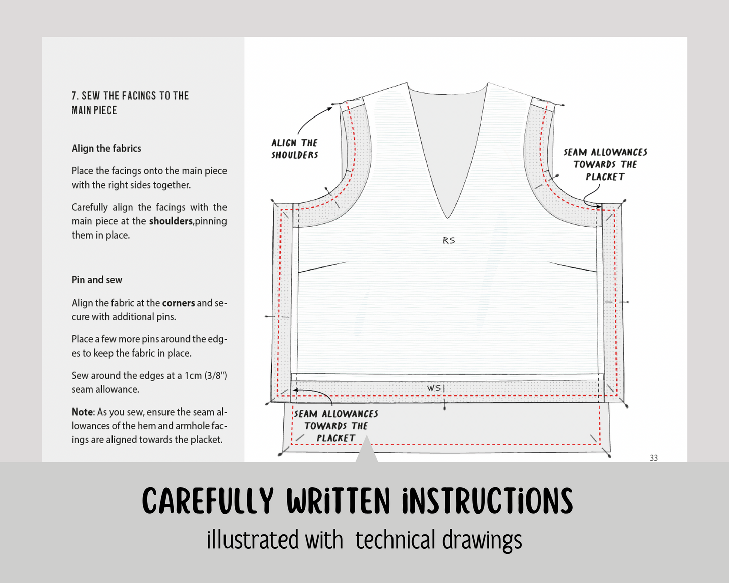 IDA side buttons top - sewing pattern