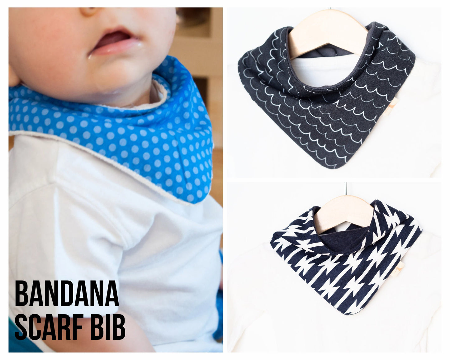 LOOP & BANDANA baby scarf bibs - sewing pattern